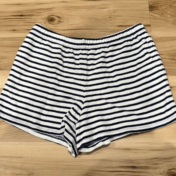 Lands End White Blue Terrycloth Shorts Women’s Medium - Picture 1 of 2